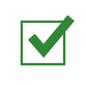 Icon of a checkmark inside a box indicating good