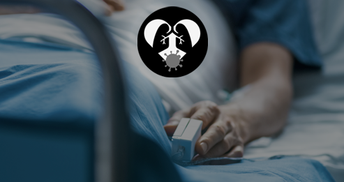 Background image of a person in a hospital bed