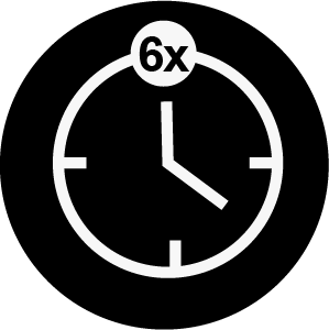 Icon of a clock with 6x at the top indicating 6 times per hour