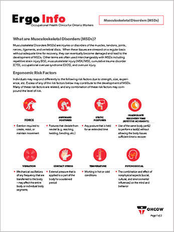 Ergo Info: Musculoskeletal Disorders (MSDs) - OHCOW