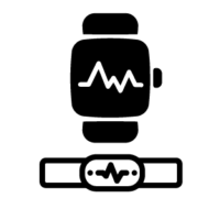 Icon of a fitness watch and heart rate strap depicting the concept of physiological monitoring