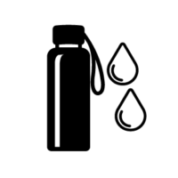 An icon of a water bottle representing the concept of fluid replacement (hydration)